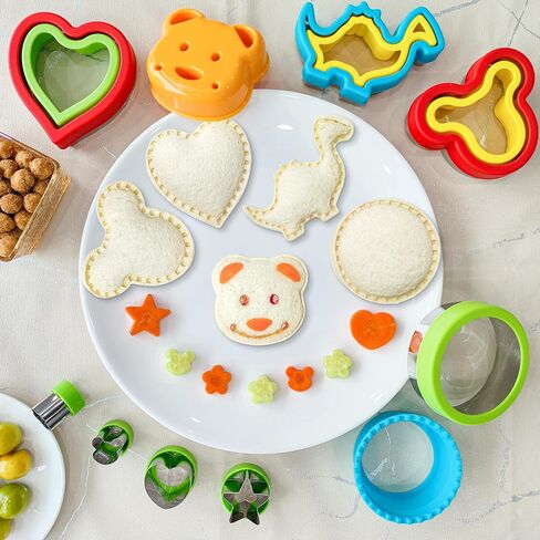 9 PCS Sandwich Cutter and Sealer for Lunch - Uncrustable Maker for Lunchbox and Bento Box - Cookie Cutters for Boys Girls in Saudi Arabia