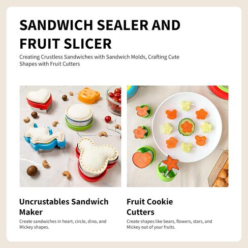9 PCS Sandwich Cutter and Sealer for Lunch - Uncrustable Maker for Lunchbox and Bento Box - Cookie Cutters for Boys Girls in Saudi Arabia