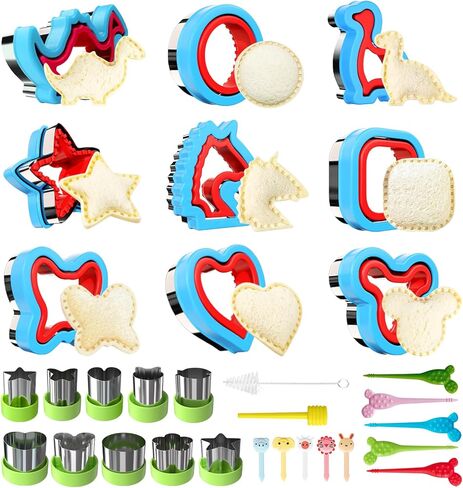 9 PCS Sandwich Cutter and Sealer for Lunch - Uncrustable Maker for Lunchbox and Bento Box - Cookie Cutters for Boys Girls in Saudi Arabia