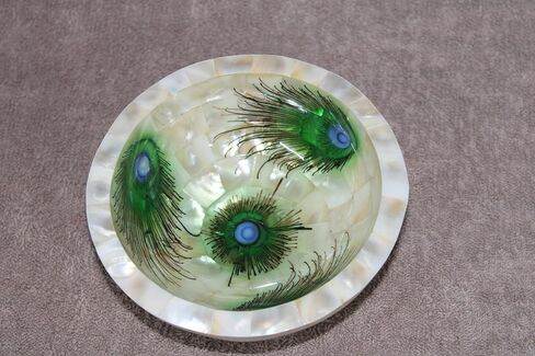 Wonderlist Handicrafts Mother of Pearl إكسسوارات الحمام مجموعة الحمام المصممة 100% حامل معجون الأسنان مصنوع يدويًا / موزع الصابون / طبق الصابون (طبق الصابون I) in Kuwait