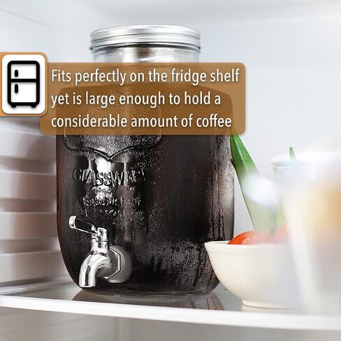 BTaT- Cold Brew Coffee Maker, 1 Gallon Mason Jars Drink Dispenser, Gallon Cold Brew Coffee Maker, Iced Tea Maker, Cold Brew Coffee Carafe, Beverage Dispenser, Glass Dispenser, Mother's Day Gift in Kuwait