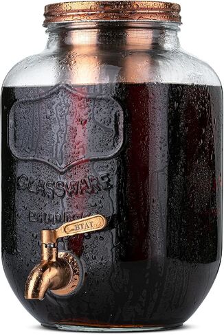 BTaT- Cold Brew Coffee Maker, 1 Gallon Mason Jars Drink Dispenser, Gallon Cold Brew Coffee Maker, Iced Tea Maker, Cold Brew Coffee Carafe, Beverage Dispenser, Glass Dispenser, Mother's Day Gift in Kuwait