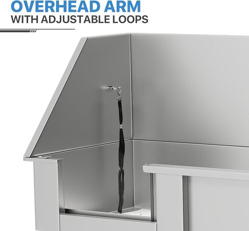 محطة غسيل الكلاب MoNiBloom مقاس 32 بوصة للمنزل، محطة غسيل الكلاب الصغيرة من الفولاذ المقاوم للصدأ مع ملحقات وخطوات كاملة، باب منزلق لحوض استحمام الحيوانات الأليفة بسعة تصل إلى 110 رطل in Kuwait