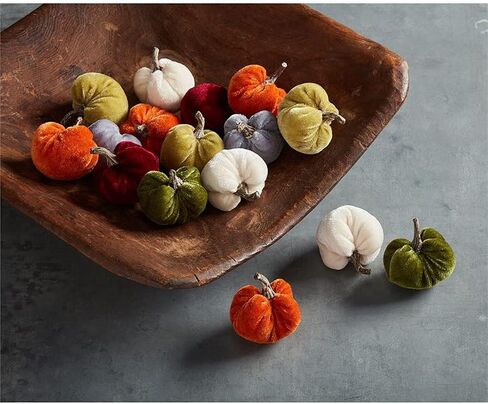 Mud Pie Velvet Mini Pumpkin Set, 2 1/2" x 2" Dia in Kuwait