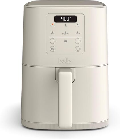 bella 4Qt Slim Air Fryer, Fits-anywhere Kitchenware, EverGood Ceramic Nonstick Coating, Adjustable Temperature, 6 Preset Cooking Options, 60 Min Auto Shutoff w Audible Tone, 3.3lb Capacity, Oatmilk in Saudi Arabia