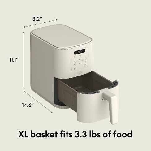 bella 4Qt Slim Air Fryer, Fits-anywhere Kitchenware, EverGood Ceramic Nonstick Coating, Adjustable Temperature, 6 Preset Cooking Options, 60 Min Auto Shutoff w Audible Tone, 3.3lb Capacity, Oatmilk in Saudi Arabia