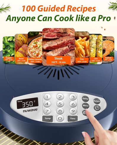Nuwave Oven Pro Plus Air Fryer, Infra-Red Countertop, 2025 Advanced Convection, No Defrosting or Preheating, Cook Fresh or Frozen, Durable Power Dome, 100 Presets & 50 Memory, PFAS Free, Dark Blue in Kuwait