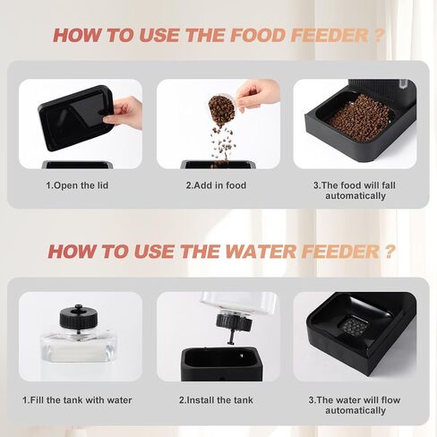 PETPHABET Gravity Cat Feeder and Water Dispenser, 2 in 1 Automatic Cat Feeder with 180 Degree Rotatable, 2 Pack Self Feeding Pet Bowl Set for Small Medium Cat Dog Puppy Kitten, Black, 0.8 Gallon x 2 in Saudi Arabia