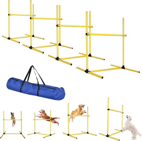 Dog Agility Jump Training Equipment: Dog Agility Jumps Course with Adjustable Height Jump Bars Included Carry Bag - Dog Jumping Hurdles Training Set Indoor & Outdoor (Yellow) in Saudi Arabia