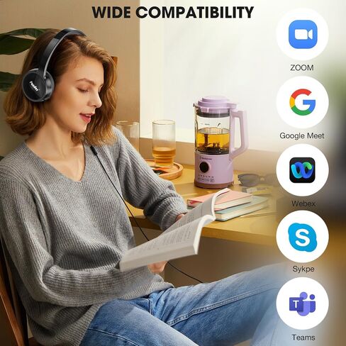 Headset with Mic, Pander USB Wired Headset with Microphone for PC, Computer Headset with Noise Cancelling Microphone, USB/USB-C Headsets with Microphone for Work Office Online Class Skype Zoom Meeting in Saudi Arabia