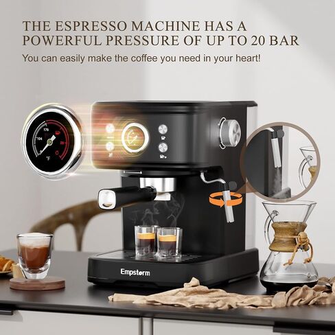 Espresso Machine, 20 Bar Espresso Maker with Milk Frother Steam Wand, Compact Espresso Coffee Machine with for Cappuccino, Latte, Fast Heating in Saudi Arabia