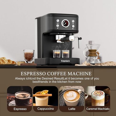 Espresso Machine, 20 Bar Espresso Maker with Milk Frother Steam Wand, Compact Espresso Coffee Machine with for Cappuccino, Latte, Fast Heating in Saudi Arabia