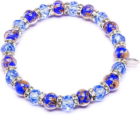 Authentic Murano Glass Elastic Stretch Bracelet - Handmade in Venice - Italian Jewelry - Lampwork Beads - Free Gift - Gift - Made in Italy in Saudi Arabia