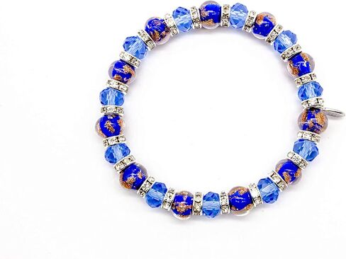 Authentic Murano Glass Elastic Stretch Bracelet - Handmade in Venice - Italian Jewelry - Lampwork Beads - Free Gift - Gift - Made in Italy in Saudi Arabia