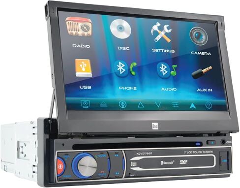 Dual Electronics XDVD179BT 7 بوصة بمحرك قابل للطي LED شاشة تعمل باللمس وراديو ستيريو للسيارة DIN واحد | سي دي/دي في دي | مساعد الضغط والتحدث | إدخال الكاميرا الاحتياطية | بلوتوث | تشغيل وشحن USB in Kuwait