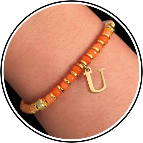 Beaded Bracelets for Women Adjustable Gemstone Bracelet Mom Birthday Gifts Christmas Stocking Stuffers Handmade Little Girl Jewelry Letter C in Saudi Arabia