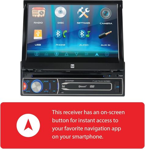 Dual Electronics XDVD179BT 7 بوصة بمحرك قابل للطي LED شاشة تعمل باللمس وراديو ستيريو للسيارة DIN واحد | سي دي/دي في دي | مساعد الضغط والتحدث | إدخال الكاميرا الاحتياطية | بلوتوث | تشغيل وشحن USB in Kuwait