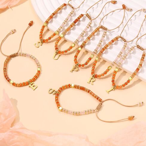 Beaded Bracelets for Women Adjustable Gemstone Bracelet Mom Birthday Gifts Christmas Stocking Stuffers Handmade Little Girl Jewelry Letter C in Saudi Arabia