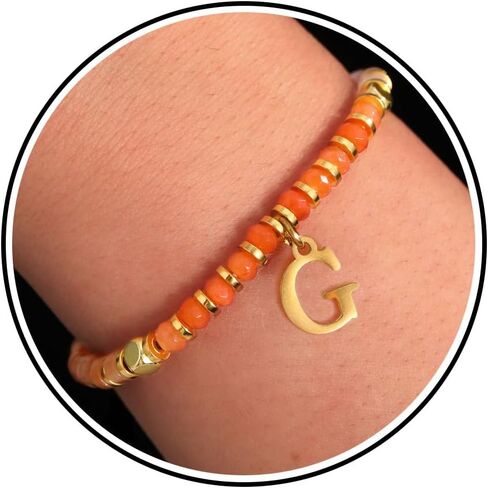 Beaded Bracelets for Women Adjustable Gemstone Bracelet Mom Birthday Gifts Christmas Stocking Stuffers Handmade Little Girl Jewelry Letter C in Saudi Arabia