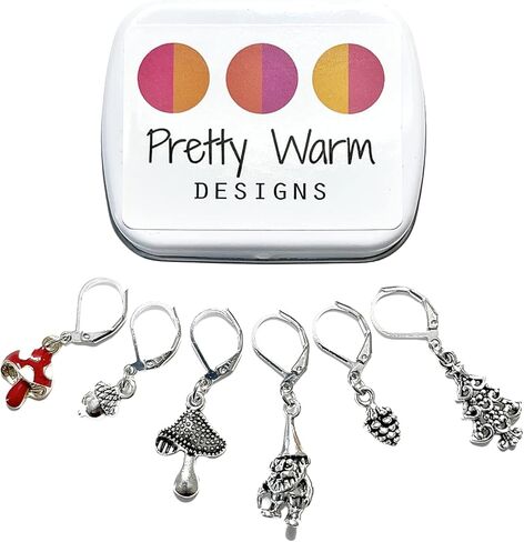 علامات غرز بمشبك قفل على شكل جنوم حديقة وودلاند لحياكة الكروشيه مع حقيبة تخزين | مصنوع يدويًا بواسطة تصميمات جميلة دافئة | إكسسوارات محبوكة قابلة للإزالة، حلية معدنية بنمط المينا، هدية فريدة من نوعها in Kuwait