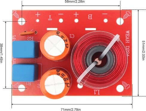 2 Way Speaker Crossover, 80W Speaker Audio Frequency Divider Loudspeaker 2 Unit Crossover Filters for Speakers in Saudi Arabia
