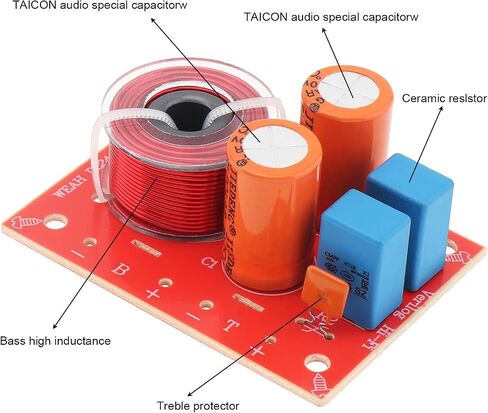 2 Way Speaker Crossover, 80W Speaker Audio Frequency Divider Loudspeaker 2 Unit Crossover Filters for Speakers in Saudi Arabia