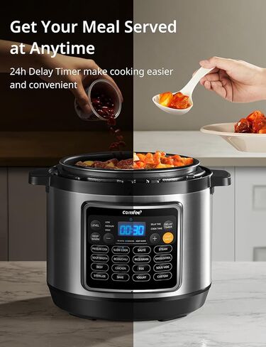 COMFEE’ 16 in 1 Electric Pressure Cooker Instant Multi Cooker Olla de Presion Non-Stick Pot Yogurt Maker Rice Cooker Slow Cooker Sauté Steamer 8 Quarts for Family Feast in Saudi Arabia