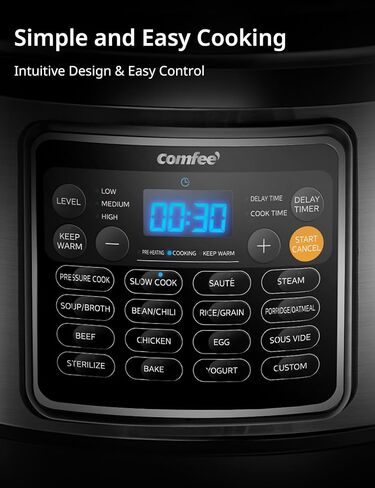 COMFEE’ 16 in 1 Electric Pressure Cooker Instant Multi Cooker Olla de Presion Non-Stick Pot Yogurt Maker Rice Cooker Slow Cooker Sauté Steamer 8 Quarts for Family Feast in Saudi Arabia