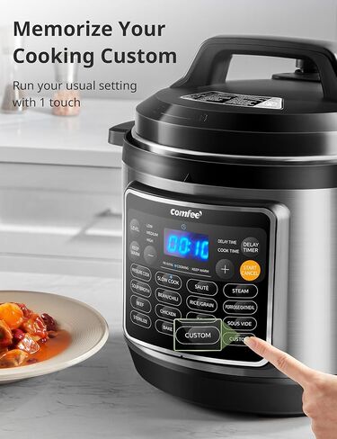 COMFEE’ 16 in 1 Electric Pressure Cooker Instant Multi Cooker Olla de Presion Non-Stick Pot Yogurt Maker Rice Cooker Slow Cooker Sauté Steamer 8 Quarts for Family Feast in Saudi Arabia