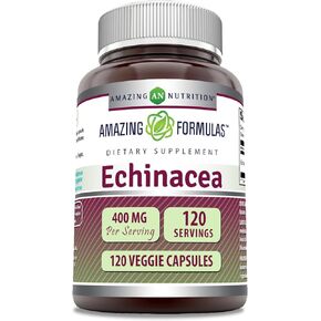 Amazing Formulas Echinacea 400 mg 240 Veggie Capsules Supplement | Non-GMO | Gluten Fre | Made in USA