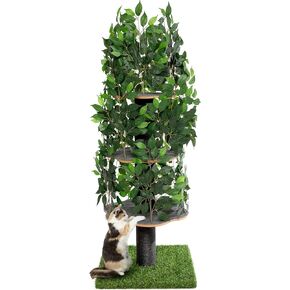 Cat Tree Scratching Post for Climbing, Hiding and Sleeping - Cat Tower for Indoor Cats with Interchangeable Leaves - Multilevel, Easy to Assemble - Pet-Safe Materials, Durable and Sturdy Construction