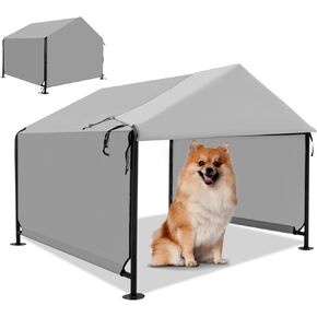Dog Shade Shelter 2.5'x2.1'x2.1' for Small Dogs, Pet Outdoor Tent with Upgraded Doors, Outside Sun Rain Canopy Pet House for Dogs, Cats, Small Animals and Livestock, Grey