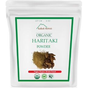 Kailash Herbals Organic Haritaki Powder USDA Certified Organic, 1 Pound - Terminalia chebula - Detoxification & Rejuvenation for Vata*