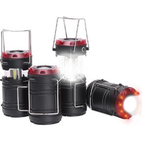 Lichamp Collapsible LED Camping Lantern, Portable Lightweight Waterproof LED Flashlight, 4 Light Modes, Survival Kits for Indoor Outdoor Home Emergency Power Outages Hiking Hurricane and More, 4 Pack