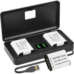 NP-BX1 Accessories Batteries 3 Pack and LCD Dual Channel Charger for NP-BX1/M8,ZV-1,ZV-1 II,ZV-1F or SonyDSC-RX100,DSC-RX100 II,DSC-RX100 III,DSC-RX100M II,DSC-RX100 IV,DSC-RX100 V/VII Battery