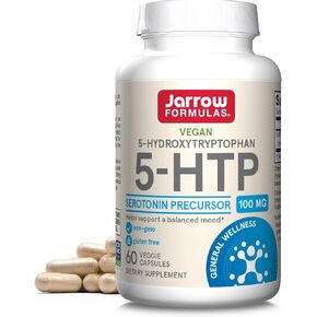 Jarrow Formulas 5-HTP - 60 Veggie Capsules - Supports Melatonin Production & Serotonin Synthesis - Dietary Supplement May Support Sleep - 60 Servings
