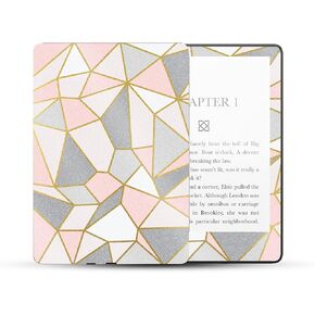 MightySkins Glossy Glitter Skin Compatible with Amazon Kindle Paperwhite 5 6.8-inch 11th Gen (2021) Full Wrap - Rose Gold Polygon | High-Gloss Glitter Finish | Easy to Apply | Made in The USA