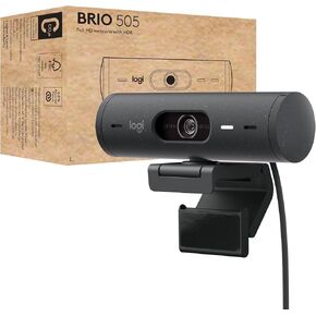 Logitech Brio 505 Full HD Webcam with auto Light Correction, auto-framing, Show Mode, Dual Noise Reduction mics, Privacy Shutter - Works with Microsoft Teams, Google Meet, Zoom, TAA Compliant