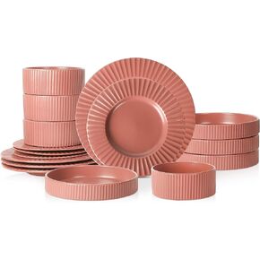 Stone Lain Lusso Stoneware Dinnerware Set, 16-Piece - Service for 4, Redwood