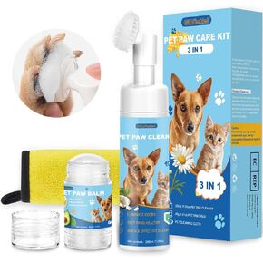 Dog Paw Care Kit,No-Rinse Paw Cleaner for Dogs & Cats,Dog Paw Balm for Heals -Repairs Dry Cracked Paws & Nose with 1 Pet Cleaning Towels,Natural Dog Paw Protector for Pet Foot Washer Care
