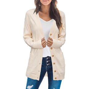 Arach&Cloz Cardigan Sweaters for Women 2023 Fall Fashion Open Front Cozy Lightweight Knit Coat with Pockets