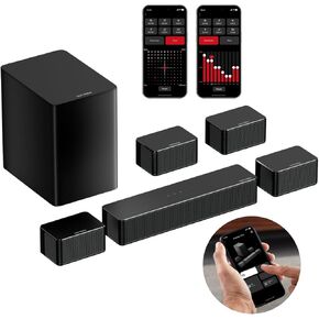 ULTIMEA 7.1 Soundbars, Virtual Surround Sound System for TV, App Control, Soundbar for Smart TV with Wireless Subwoofer, 4 Wired Surround Speakers, Peak Power 410W, Home Theater Sound System, 2024