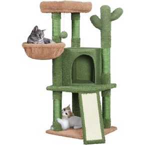 Yaheetech Cactus Cat Tree, 42in Cat Tower for Indoor Cats, Multi Level Cat Condo Scratching Post, Cat Activity Center Pet Furniture w/Ball, Plush Perch, Platform, Basket