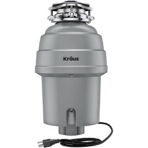 KRAUS WasteGuard High-Speed 3/4 HP Continuous Feed Ultra-Quiet Motor Garbage Disposal with Power Cord and Flange Included and Universal Mount, KWD210-75MGR