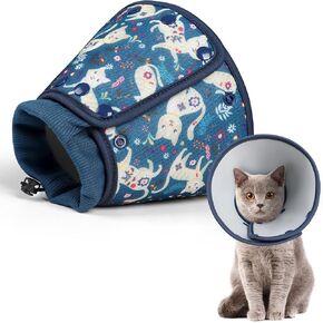 Soft Cat Cone,Breathable Dog Cone Collar After Surgery, Adjustable Dog Cone to Stop Licking,Foldable Cat Recovery Collar,Water Resistant Neck Cone for Cats,Protective E Collar for Kitten M