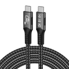 FDBRO USB 4 Cable [8K@60Hz Video/240W PD 3.1 Fast Charging/40Gbps Data Transfer] USB C to USB C Cable, Compatible with Thunderbolt 3/4, MacBook, SSD, Type-C Devices (Gray & Black, 1.65FT/0.5M)