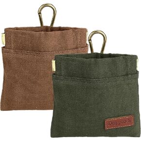 2PC Dog Treat Pouch,Dog Training Treat Reward Bag,Portable Puppy Hand Free Dog Walking Bag,Auto Closing Dog Food Dispenser,Behavior Aids for Puppy Travel or Outdoor(Green Khaki)