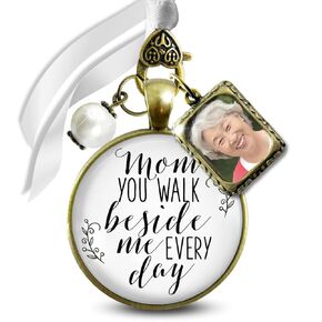 Gutsy Goodness Wedding Bouquet Photo Charm Mom Beside Me White Bridal Mother Remembrance Memorial Picture Jewelry