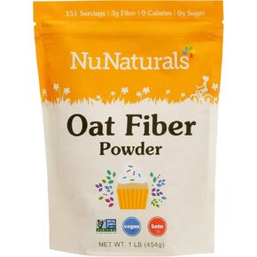 NuNaturals Oat Fiber Powder, All Natural Non-GMO, Supports Digestive Health, 5 lbs