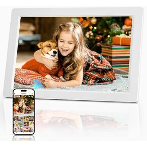 إطار صور رقمي، شاشة لمس IPS مقاس 10.1 بوصة، إطار صور رقمي واي فاي، تخزين 16 جيجابايت، تدوير تلقائي، مشاركة صور الفيديو عبر تطبيق Frameo، أبيض in Kuwait